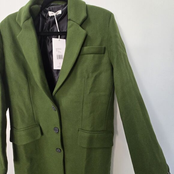 Thakoon Women's Virgin Wool Long Coat Deep Green Size L Cozy Elegance NWT $598 - Picture 2 of 13